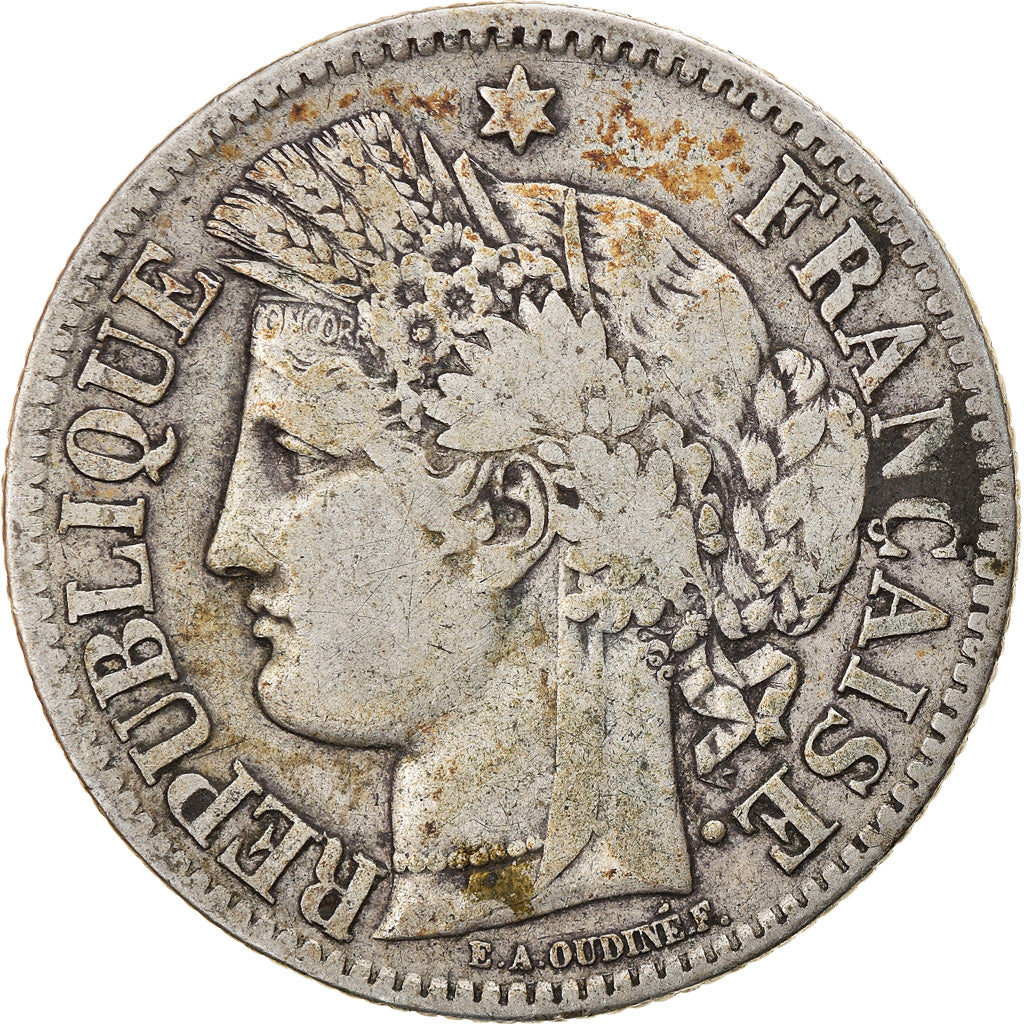 Münze, Frankreich, Cérès, 2 Francs, 1871, Bordeaux, S+, Silber, KM:817.2