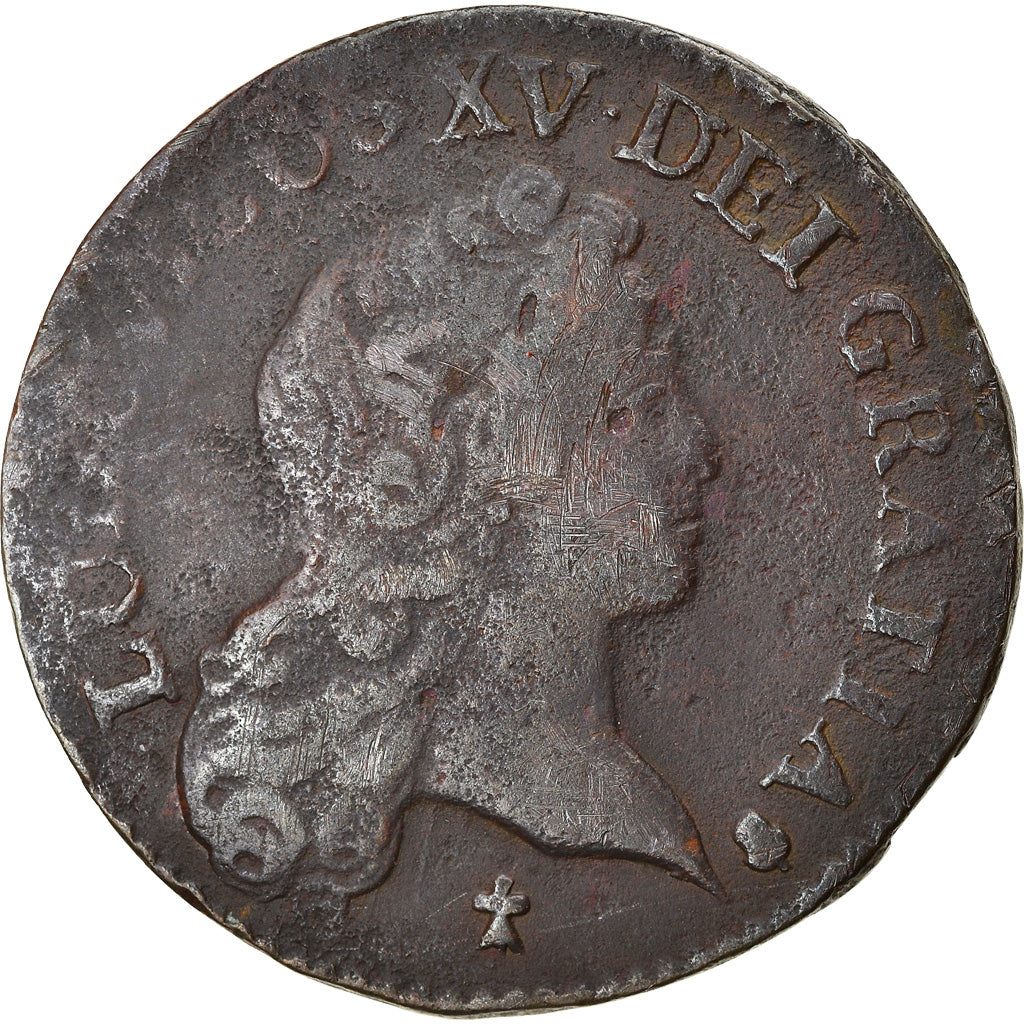 Münze, Frankreich, Louis XV, 1/2 Sol, 1721, Reims, S, Kupfer, KM:451.8