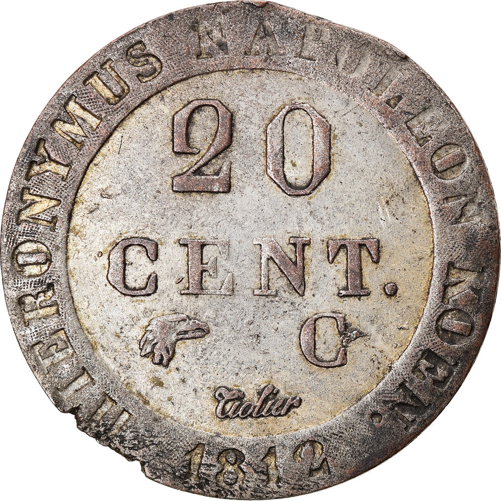 Moneta, Stati tedeschi, WESTPHALIA, Jerome, 20 Centimes, 1812, Cassel, BB