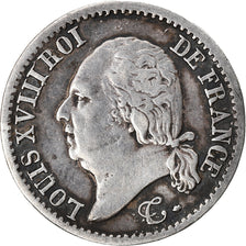 Moneda, Francia, Louis XVIII, 1/4 Franc, 1824, Paris, MBC, Plata, KM:714.1