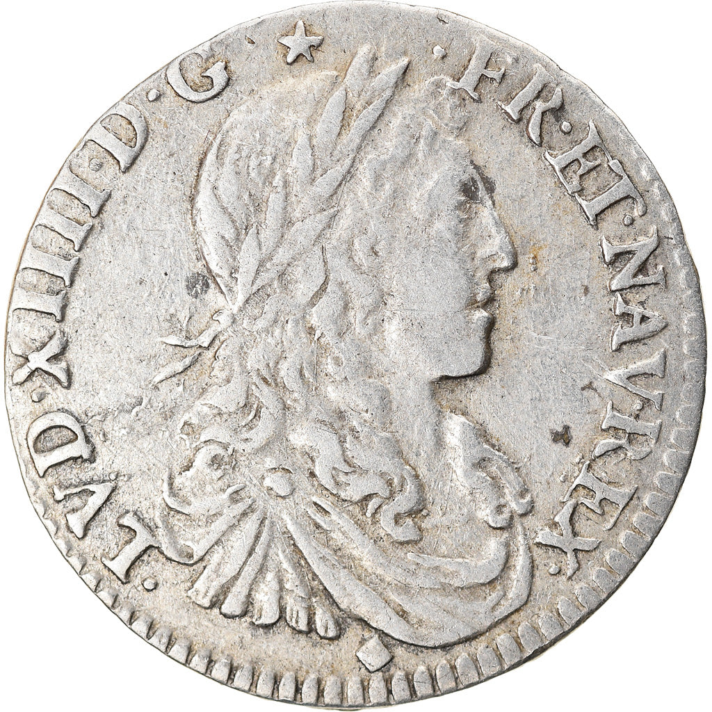 Monnaie, France, Louis XIV, 1/12 Écu au buste juvénile, 1664, Lyon, TTB