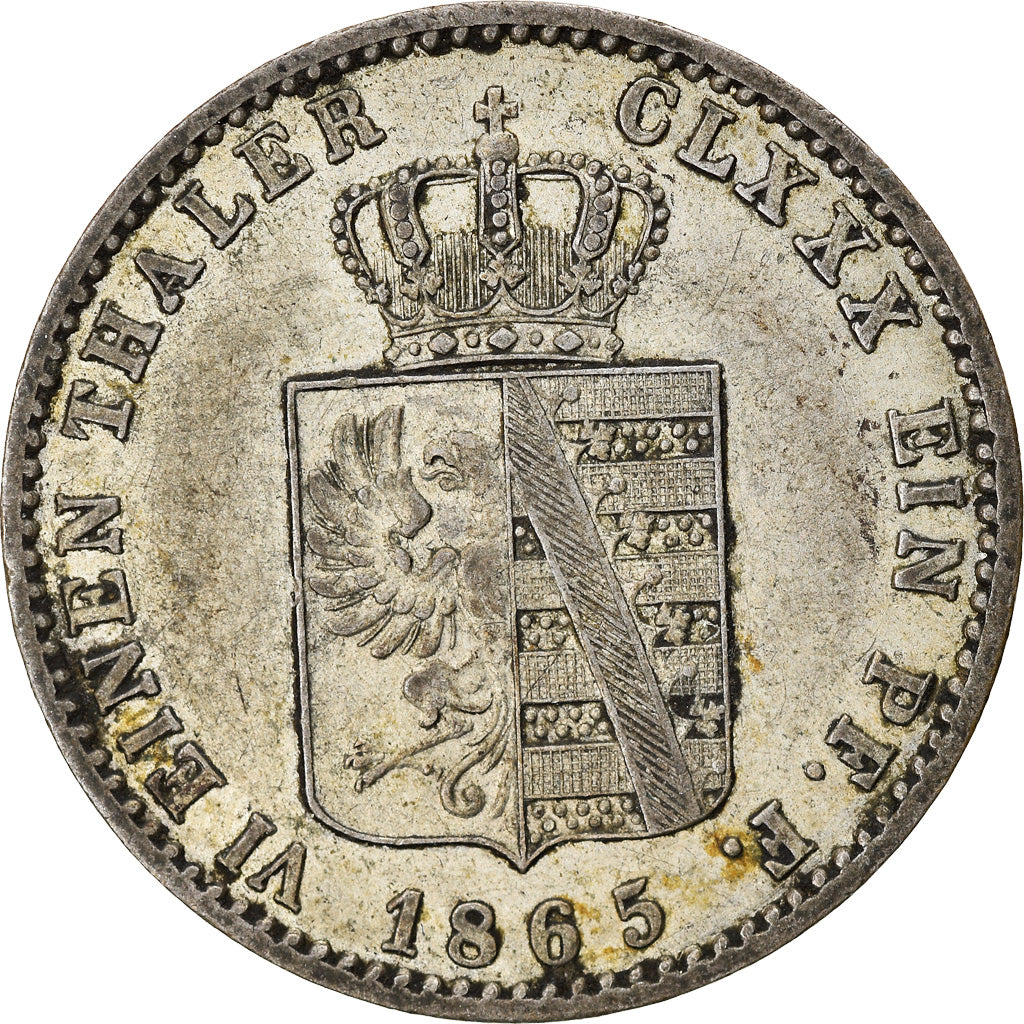 Coin, German States, ANHALT-DESSAU, Leopold Friedrich, 1/6 Thaler, 1865, Berlin