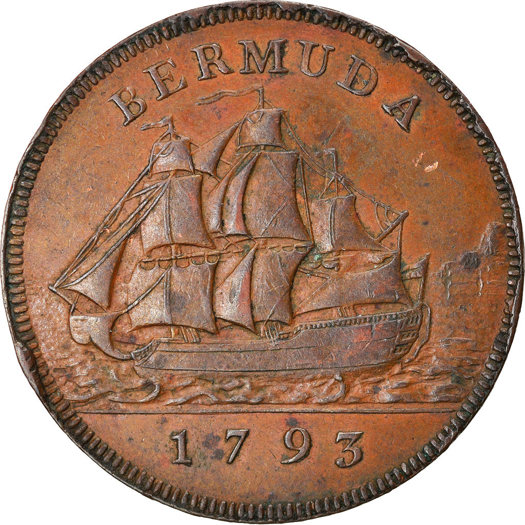 Coin, Bermuda, George III, Penny, 1793, AU(50-53), Copper, KM:5