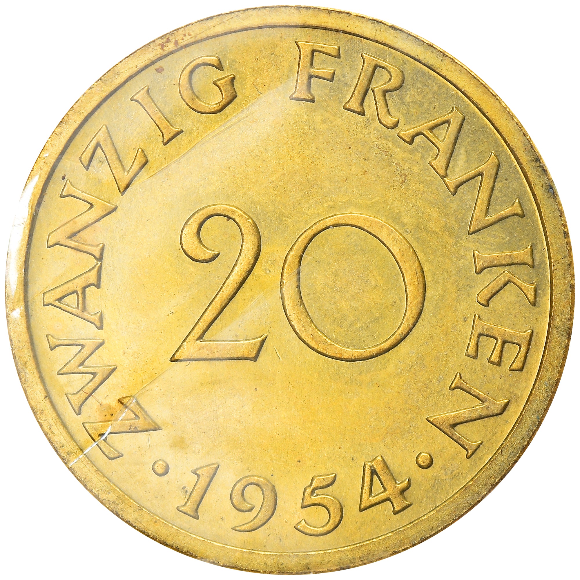 Coin, SAARLAND, 20 Franken, 1954, Paris, ESSAI, MS(65-70), Aluminum-Bronze