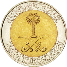SAUDI ARABIA, 100 Halala, 1 Riyal, 1998, KM #66, MS(63), Bi-Metallic, 23, 5.89