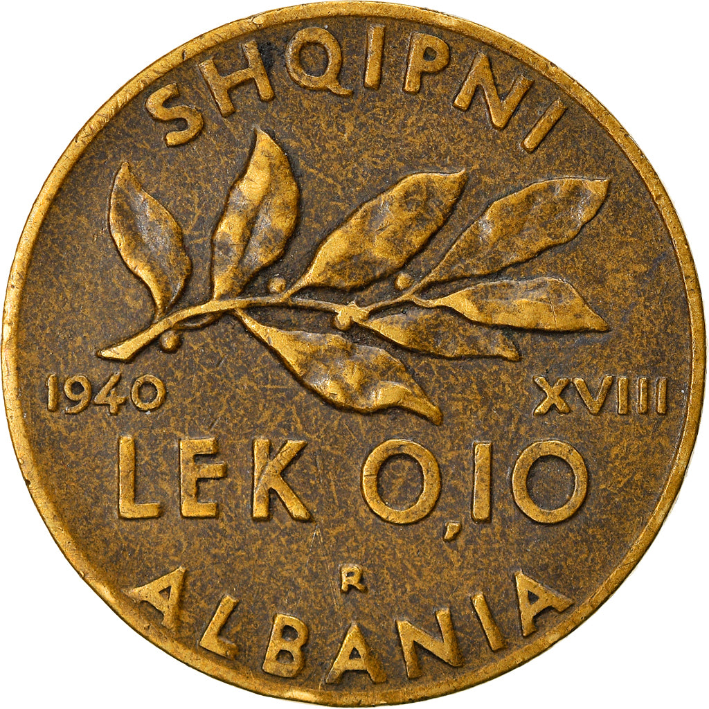 Moneta, Albania, Vittorio Emanuele III, 0.10 Lek, 1940, Rome, BB