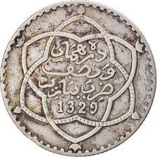Coin, Morocco, 'Abd al-Hafiz, 1/4 Rial, 2-1/2 Dirhams, 1911/AH1329, bi-Bariz