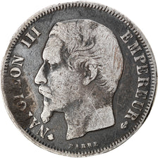 Moneda, Francia, Napoleon III, Franc, 1856, Strasbourg, BC+, Plata, KM:779.2
