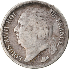 Moeda, França, Louis XVIII, 1/2 Franc, 1824, Paris, VF(20-25), Prata, KM:708.1
