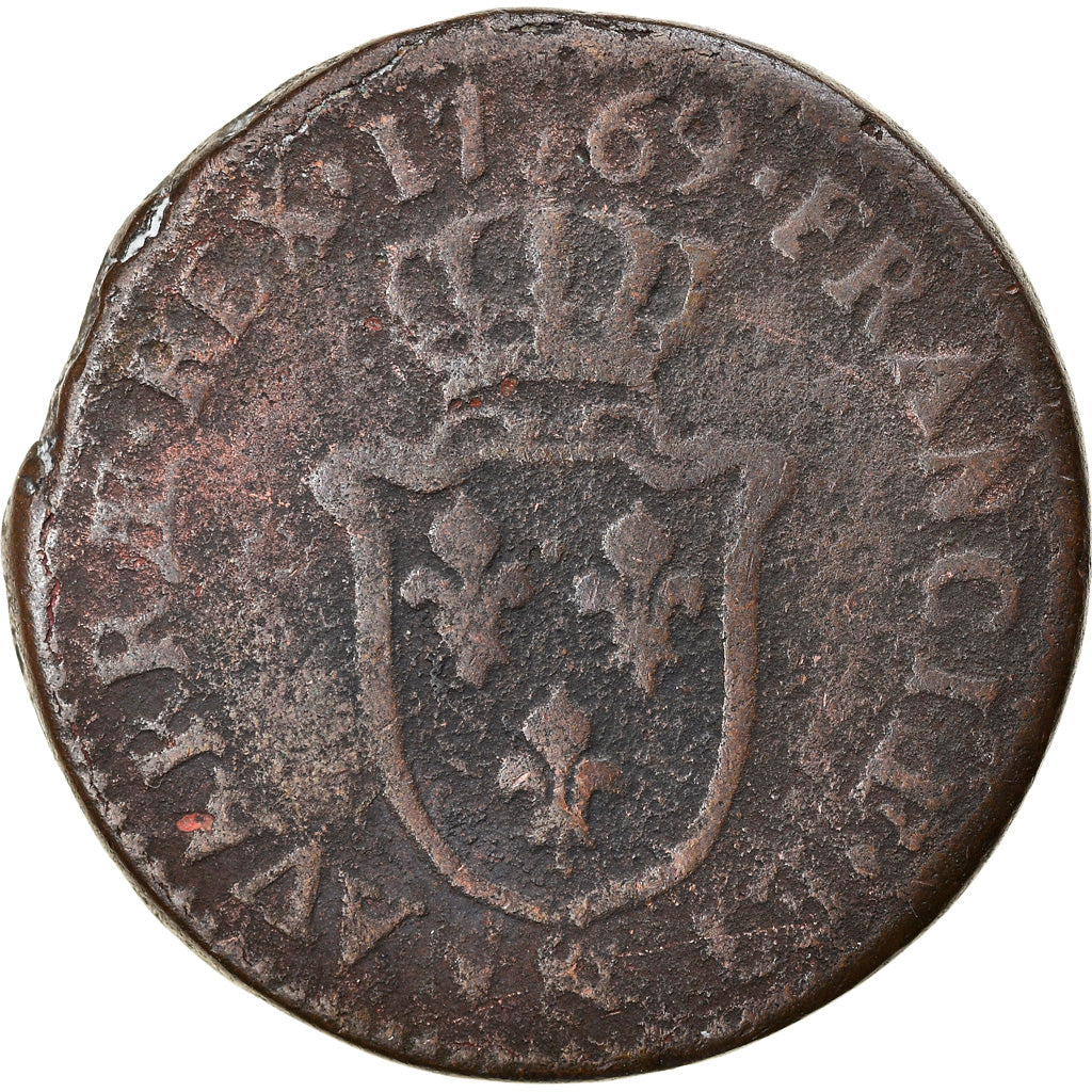 Münze, Frankreich, Louis XV, Sol d'Aix, 1769, Aix-en-Provence, SGE+, Kupfer