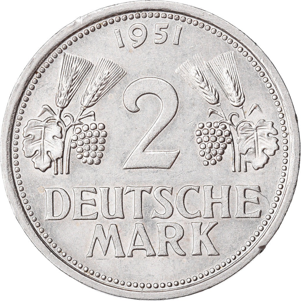 Coin, GERMANY - FEDERAL REPUBLIC, 2 Mark, 1951, Hamburg, AU(55-58)