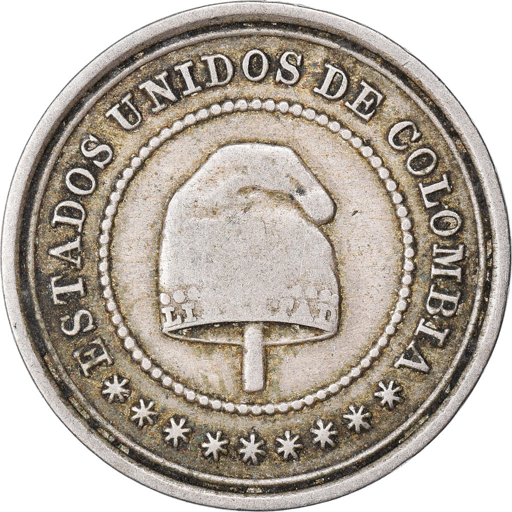 Coin, Colombia, 2-1/2 Centavos, 1881, Heaton, Birmingham, England, VF(30-35)