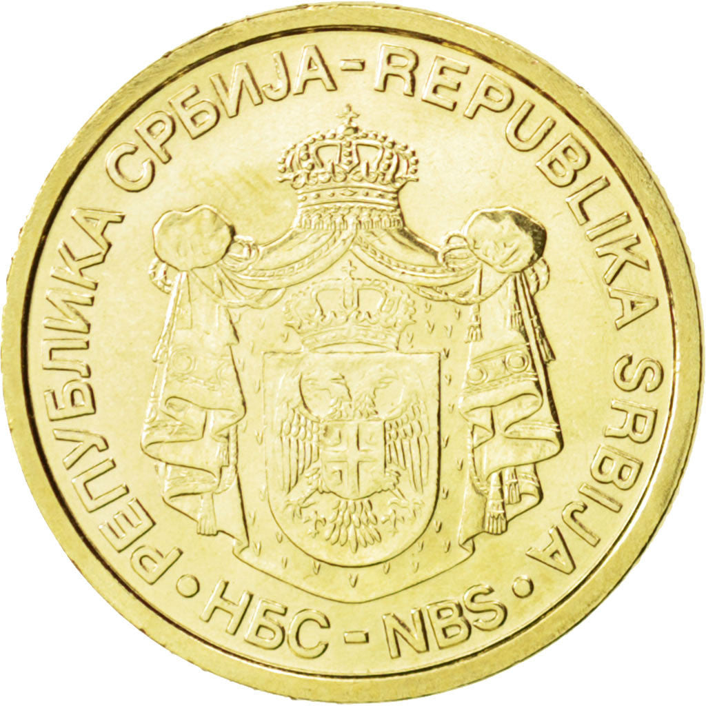 SERBIA, Dinar, 2010, KM #48, MS(63), Copper Plated Steel, 20, 4.18
