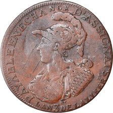 Moeda, França, 2 Sols 6 Deniers, 6 blancs de Montagny, 1791, VF(20-25), Cobre