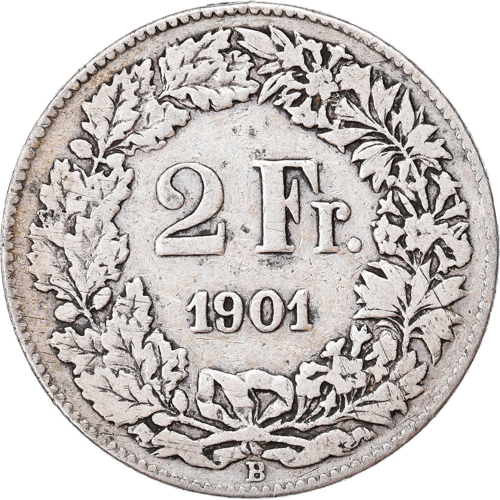 Moneta, Svizzera, 2 Francs, 1901, Bern, MB+, Argento, KM:21
