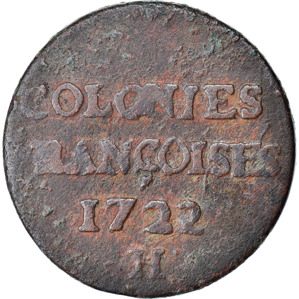 Monnaie, Colonies françaises, 9 Deniers, 1722, La Rochelle, TB, Cuivre