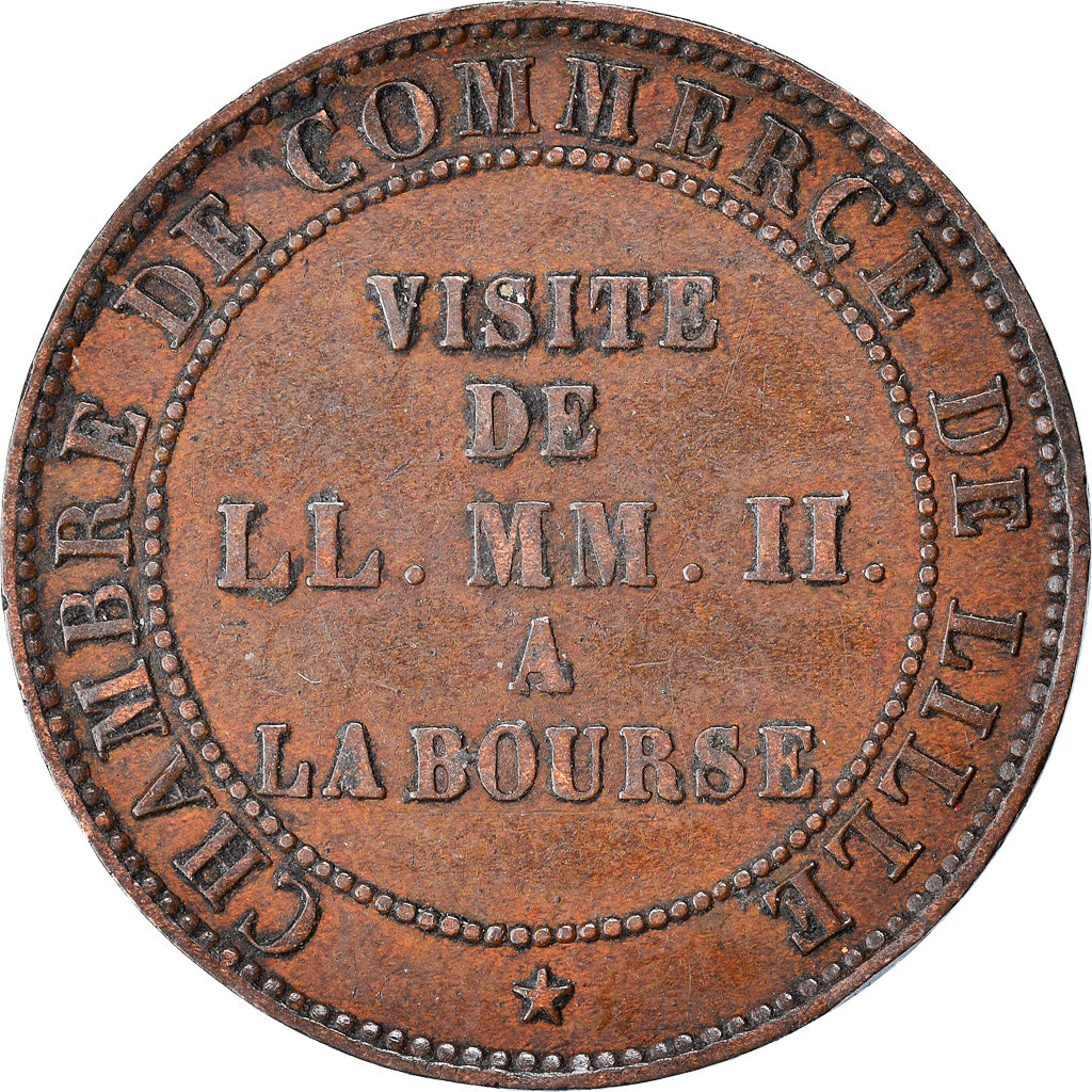 France, Token, Napoléon III, Visite impériale à Lille, 1853, Module de 5