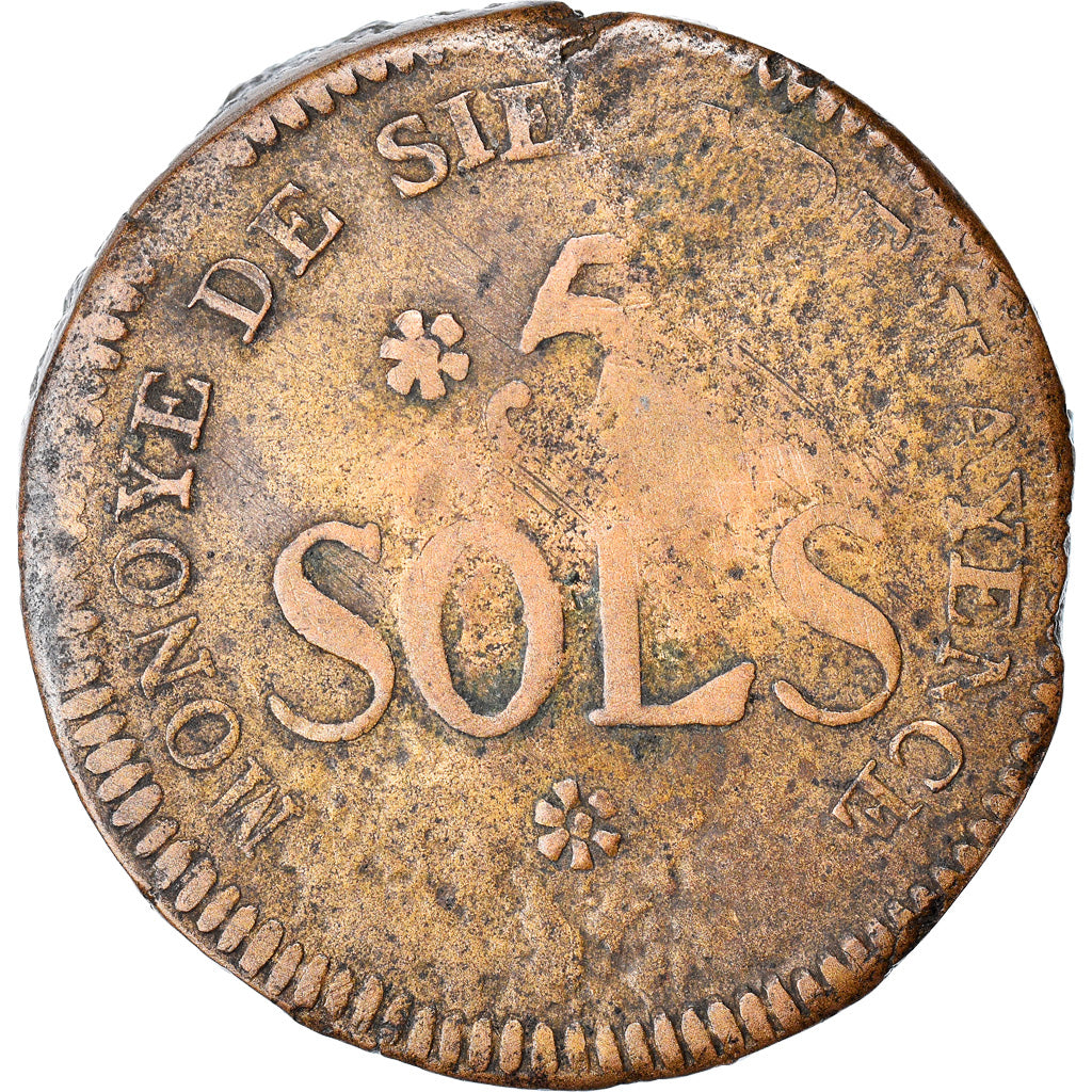 Moneta, Stati tedeschi, MAINZ, Friedrich Karl Josef, 5 Sols, 1793, MB, Rame