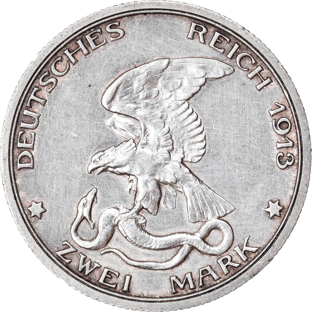 Moneta, Stati tedeschi, PRUSSIA, Wilhelm II, 2 Mark, 1913, Berlin, BB+, Argento