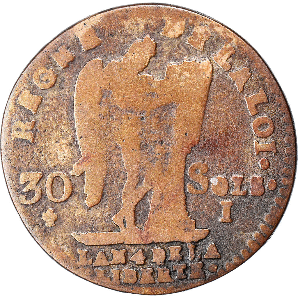 Coin, France, Louis XVI, 30 Sols, 1791, Limoges, Contemporary forgery, F(12-15)