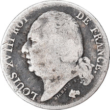 Moneta, Francia, Louis XVIII, Franc, 1822, Paris, B+, Argento, KM:709.1