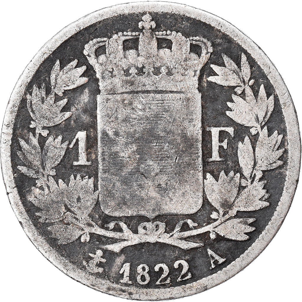Monnaie, France, Louis XVIII, Franc, 1822, Paris, B+, Argent, Gadoury:513