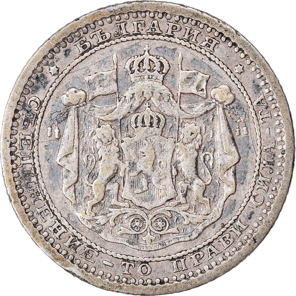 Coin, Bulgaria, Alexander  I, 50 Stotinki, 1883, VF(30-35), Silver, KM:6