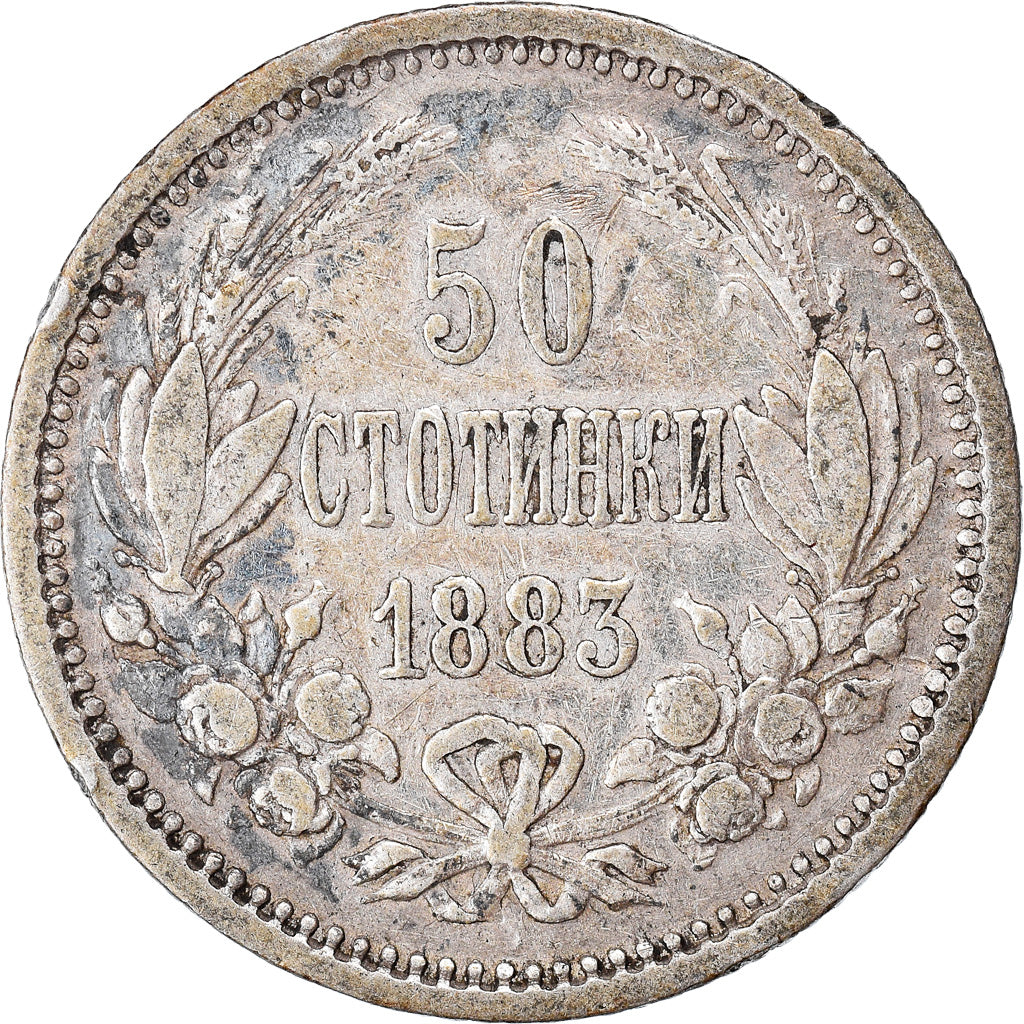 Coin, Bulgaria, Alexander  I, 50 Stotinki, 1883, VF(30-35), Silver, KM:6