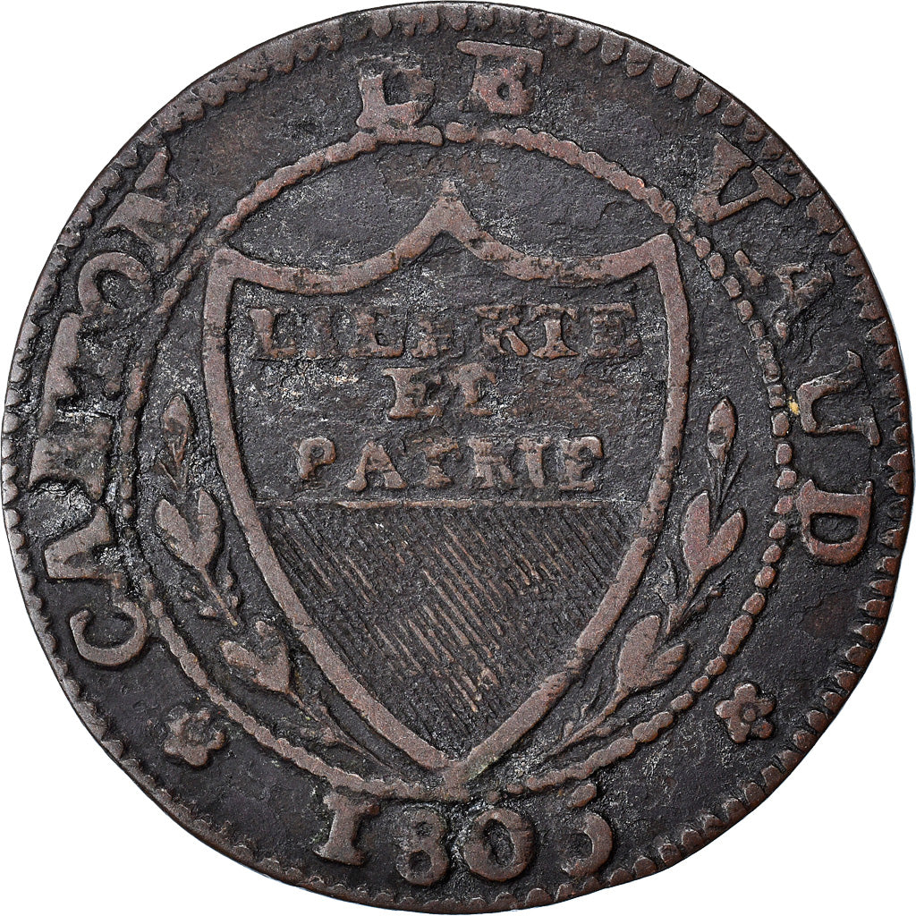 Moneta, CANTONI SVIZZERI, VAUD, 1/2 Batzen-5 Rappen, 1805, MB+, Biglione, KM:6