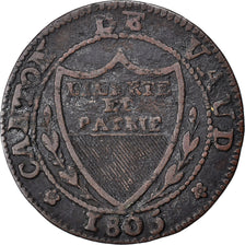 Moneta, CANTONI SVIZZERI, VAUD, 1/2 Batzen-5 Rappen, 1805, MB+, Biglione, KM:6