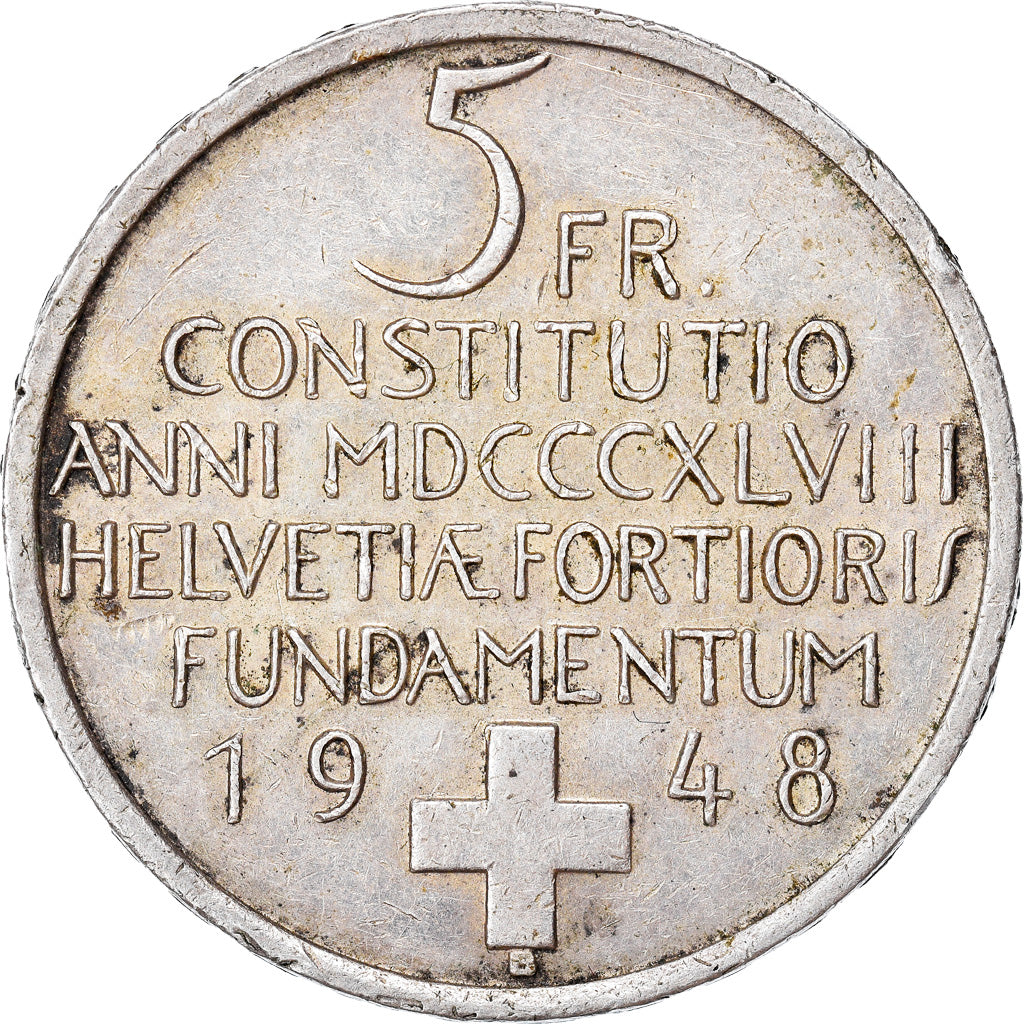 Coin, Switzerland, 5 Francs, 1948, Bern, EF(40-45), Silver, KM:48