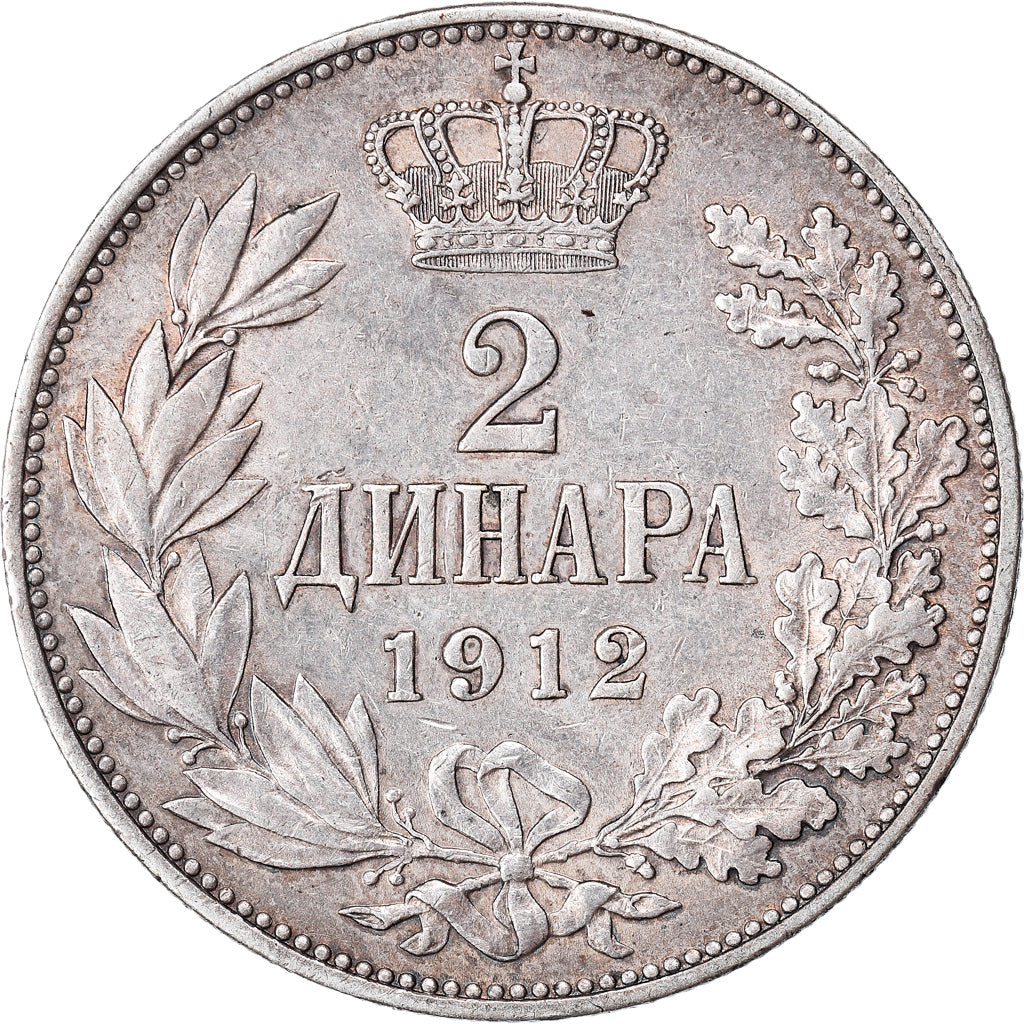 Coin, Serbia, Peter I, 2 Dinara, 1912, EF(40-45), Silver, KM:26.1
