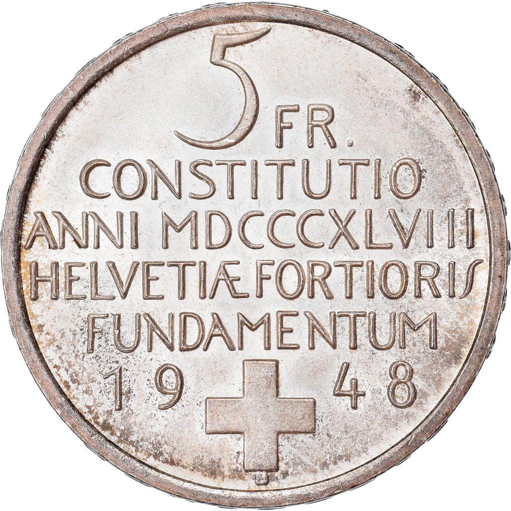 Coin, Switzerland, 5 Francs, 1948, Bern, AU(55-58), Silver, KM:48