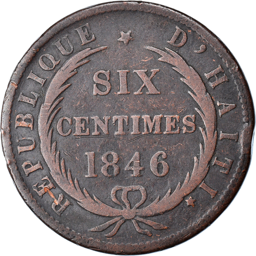 Coin, Haiti, 6 Centimes, 1846, VF(20-25), Copper, KM:28