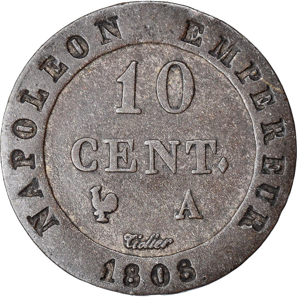 Coin, France, Napoléon I, 10 Centimes, 1808, Paris, EF(40-45), Billon