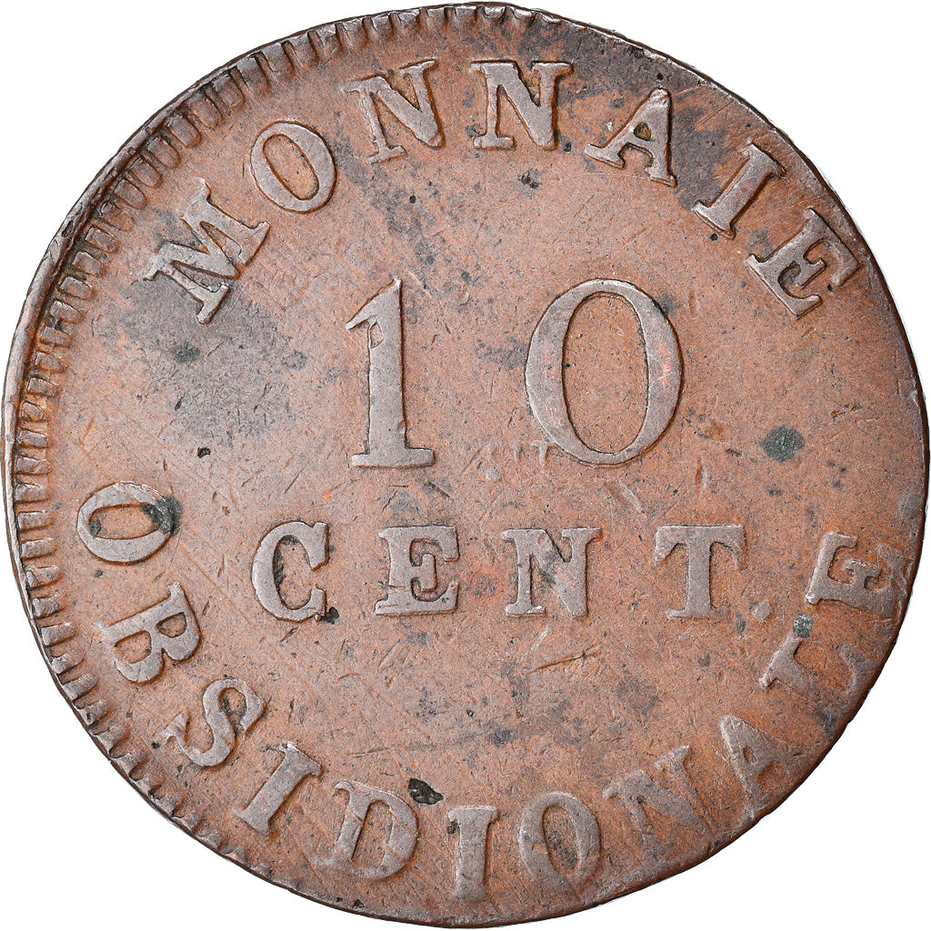 Moneta, Francia, Napoleon I, 10 Centimes, 1814, Anvers, BB, Bronzo, KM:5.4