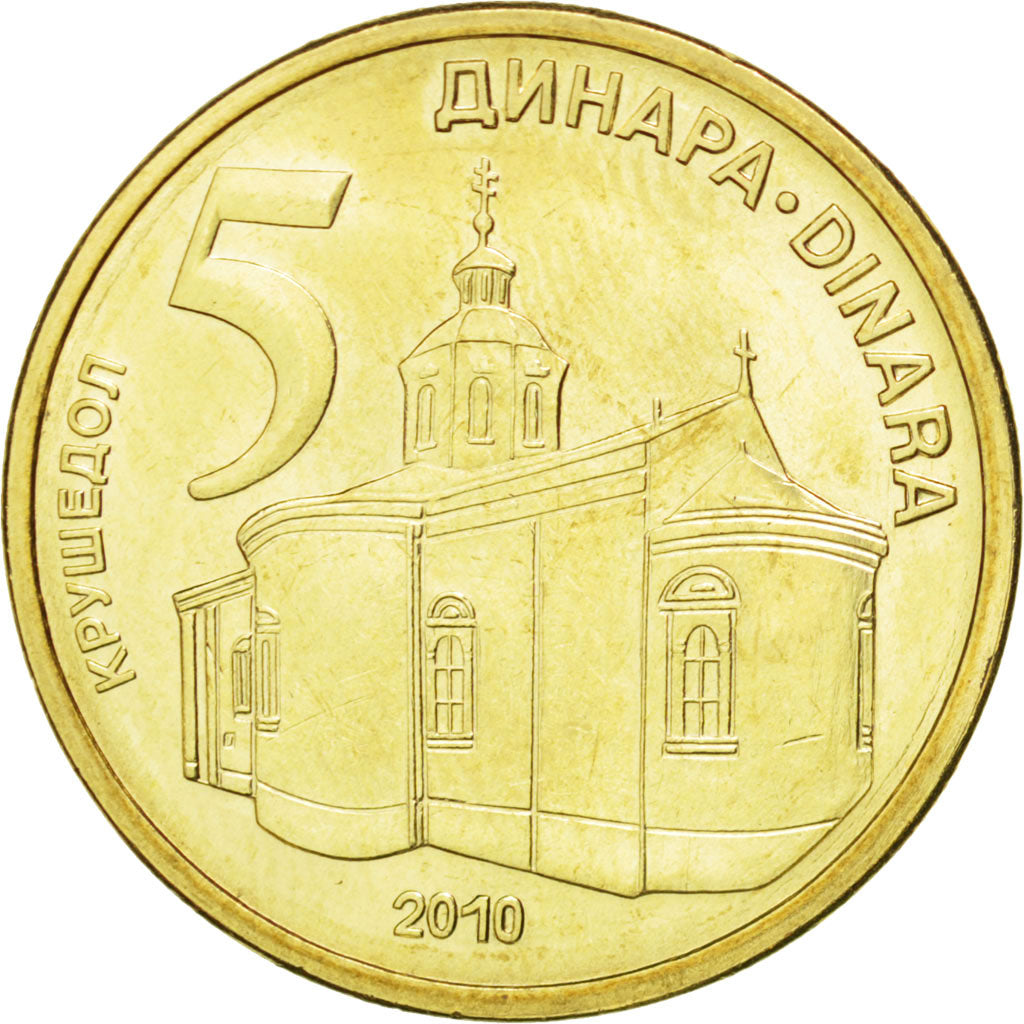 Coin, Serbia, 5 Dinara, 2010, MS(63), Nickel-brass, KM:40