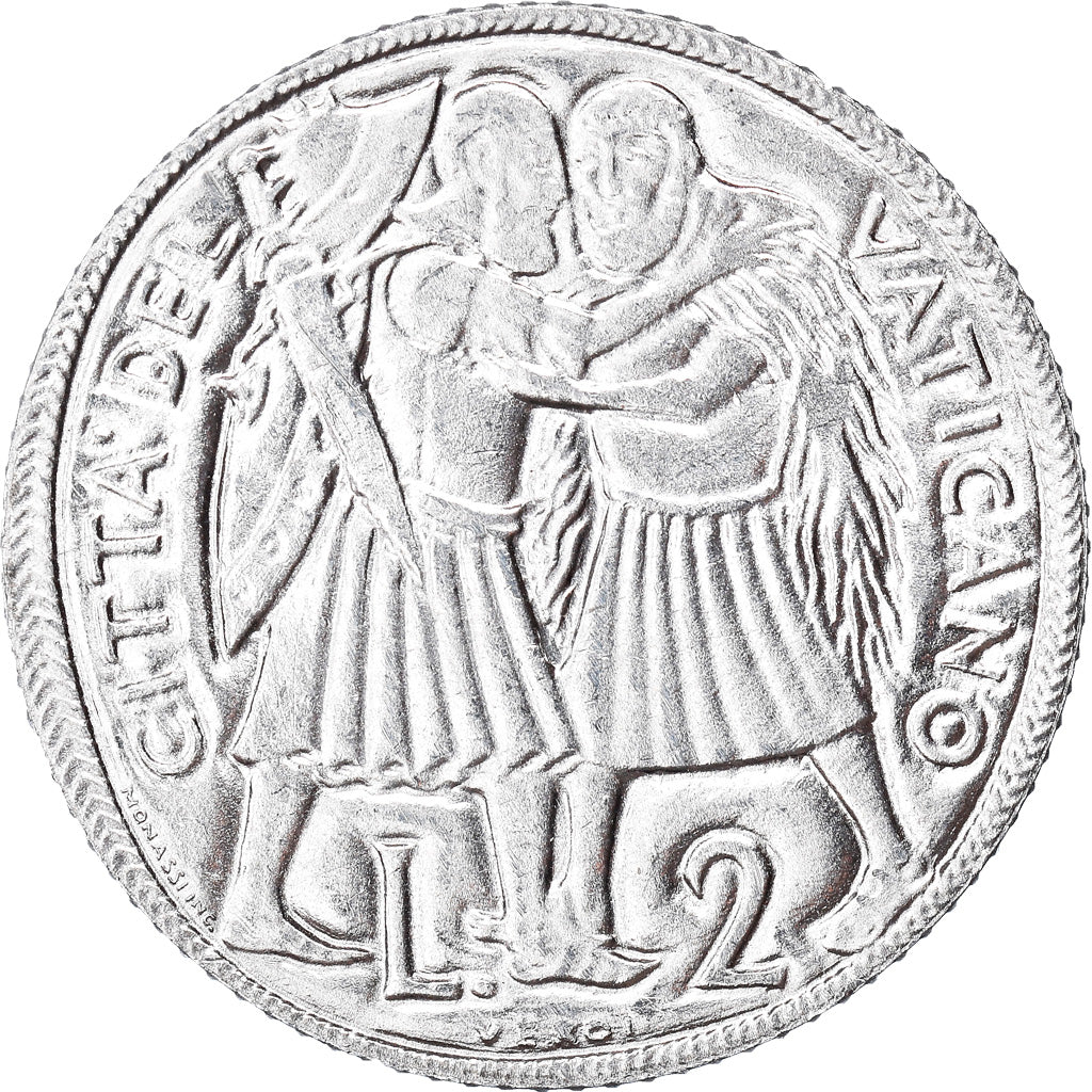 Coin, VATICAN CITY, Paul VI, 2 Lire, 1975, MS(65-70), Aluminum, KM:125