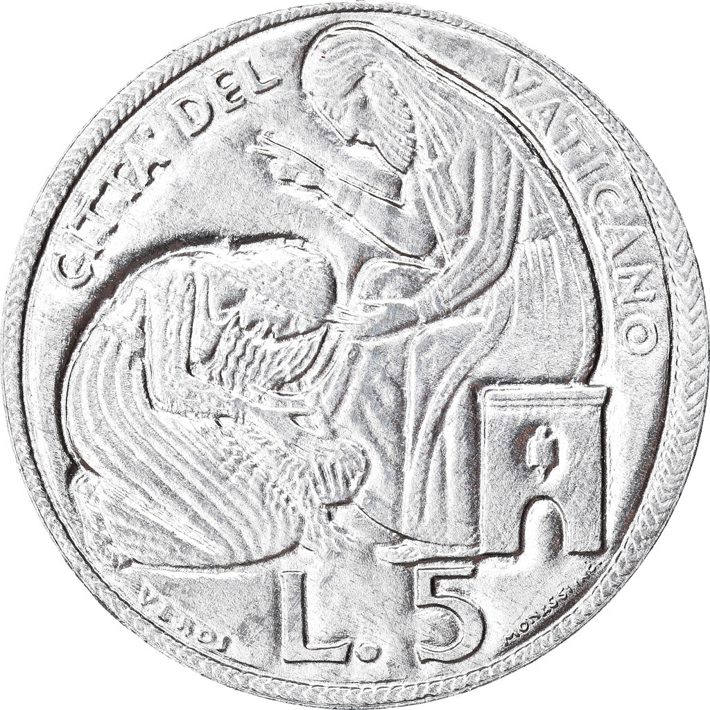 Moneda, CIUDAD DEL VATICANO, Paul VI, 5 Lire, 1975, FDC, Aluminio, KM:126