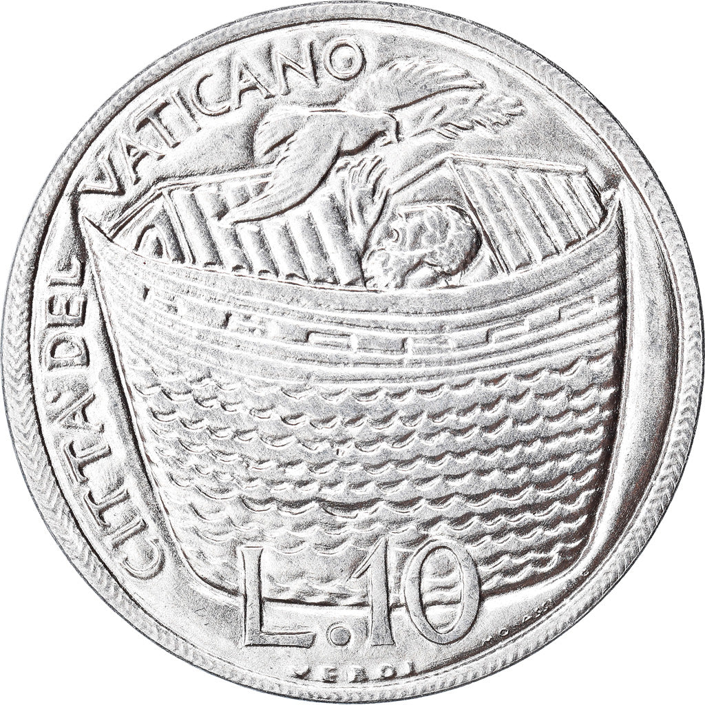 Coin, VATICAN CITY, Paul VI, 10 Lire, 1975, MS(65-70), Aluminum, KM:127