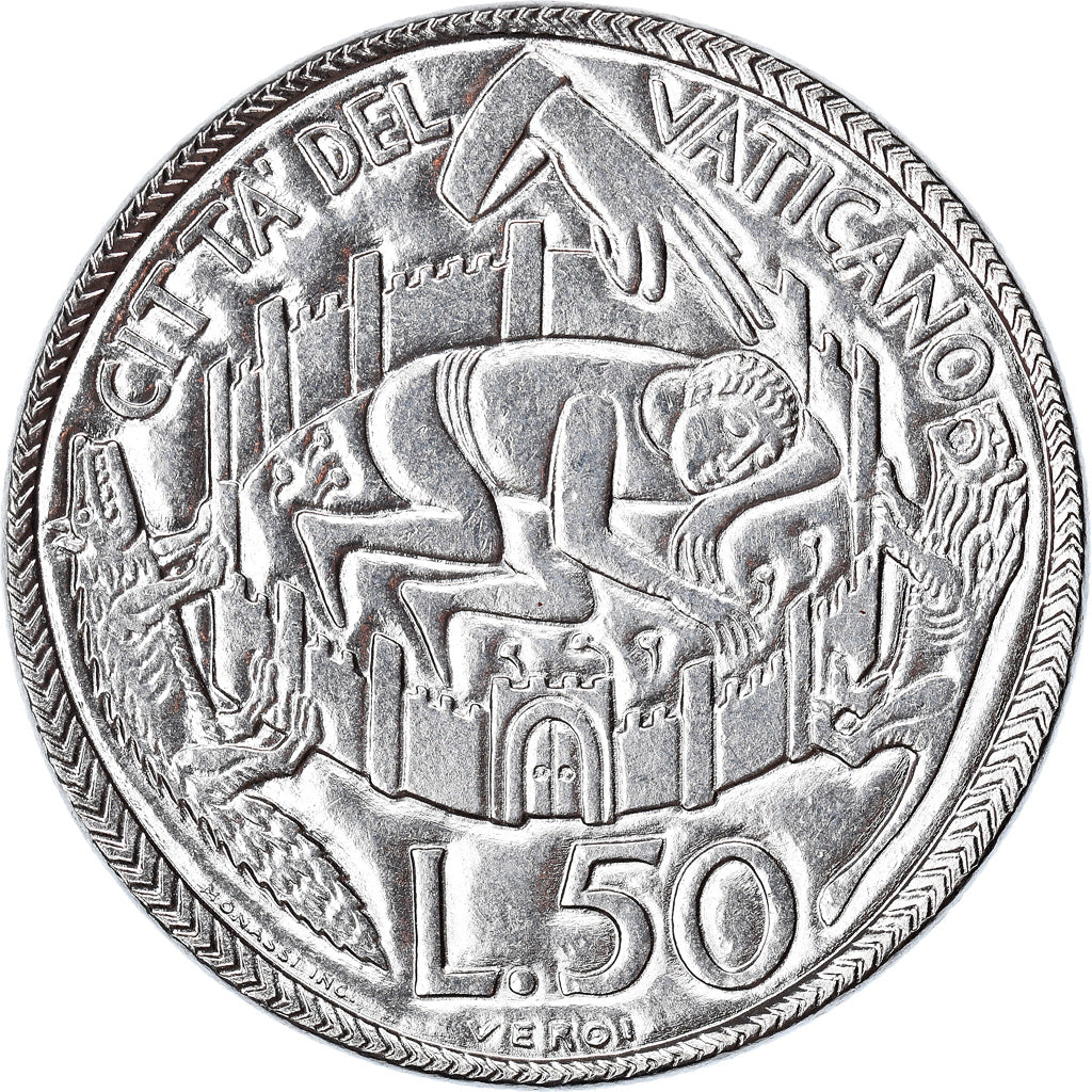 Moneta, PAŃSTWO WATYKAŃSKIE, Paul VI, 50 Lire, 1975, MS(65-70), Stal