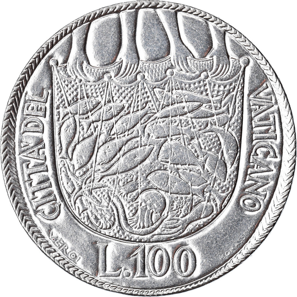 Moneta, PAŃSTWO WATYKAŃSKIE, Paul VI, 100 Lire, 1975, MS(65-70), Stal