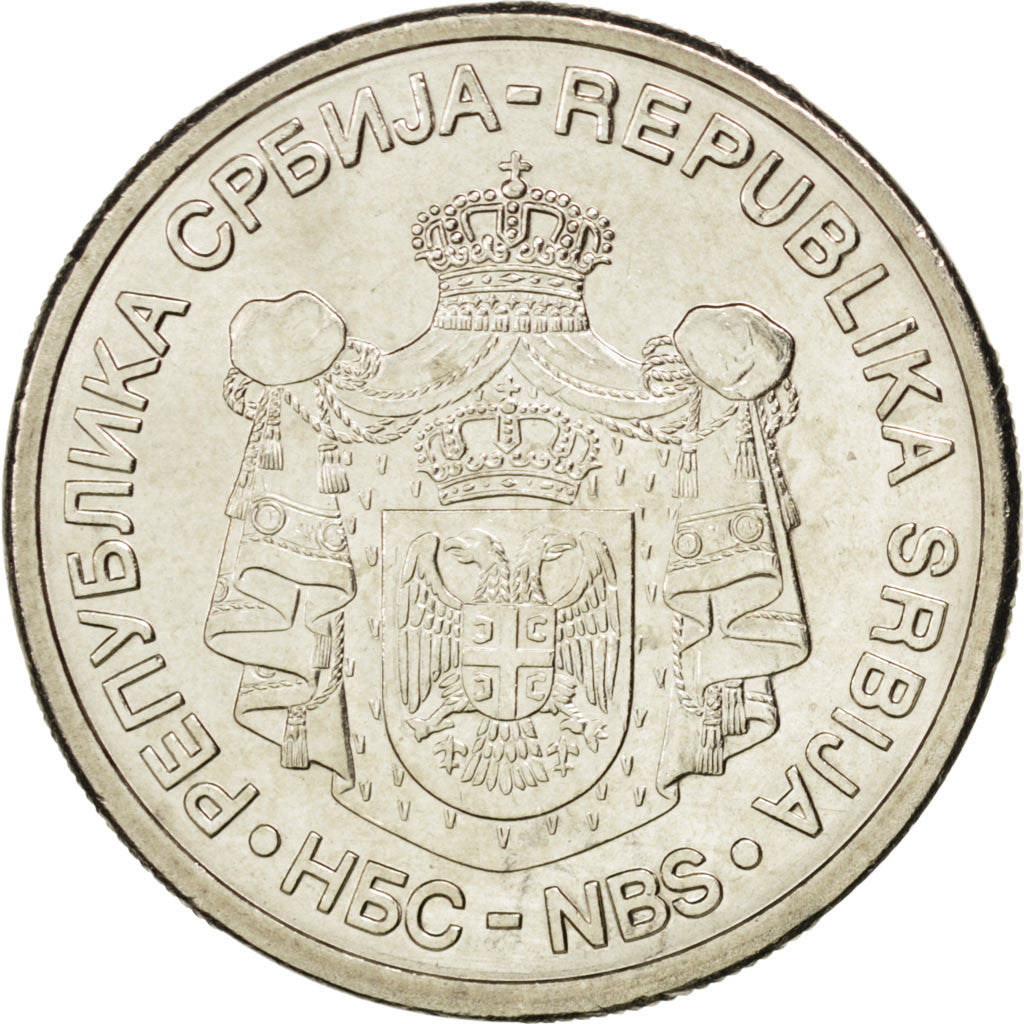 Coin, Serbia, 10 Dinara, 2009, MS(63), Copper-Nickel-Zinc, KM:51