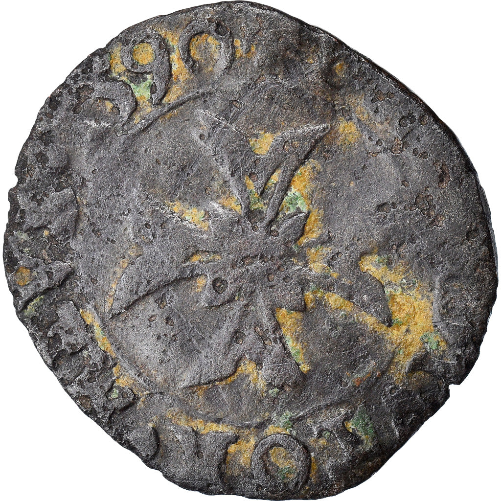 Monnaie, France, DOMBES, François II de Montpensier, Liard, 1590, Trévoux, TB