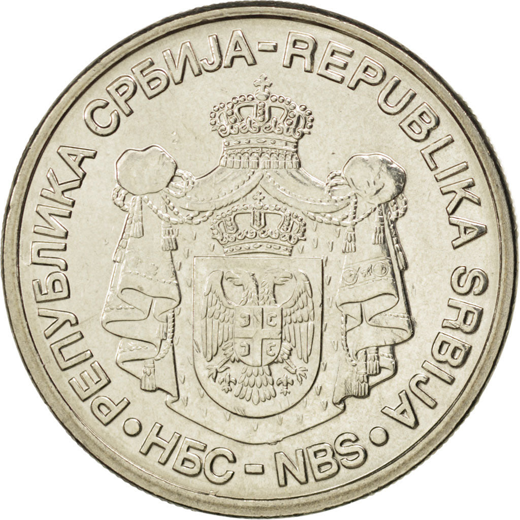 SERBIA, 20 Dinara, 2006, KM #42, MS(63), Copper-Nickel-Zinc, 28, 9.04