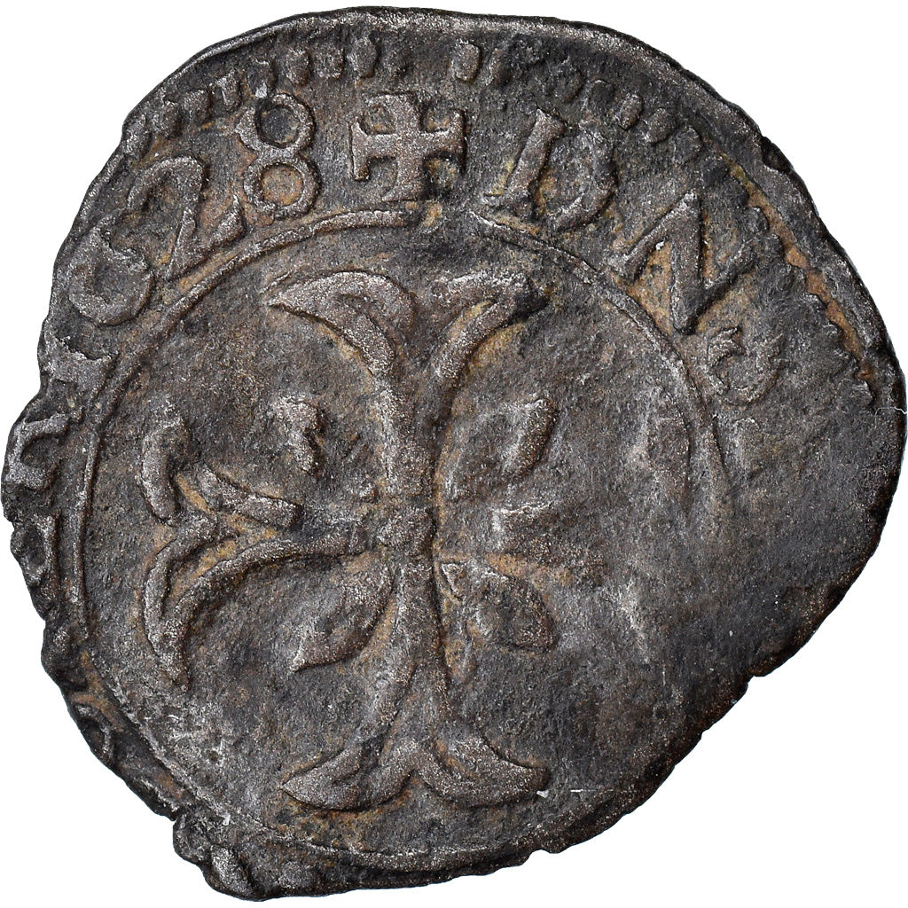 Monnaie, France, DOMBES, Gaston d'Orleans et Marie, Liard, 1628, Trévoux, TB+