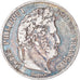 Moneda, Francia, Louis-Philippe, 5 Francs, 1843, Rouen, BC+, Plata, KM:749.2