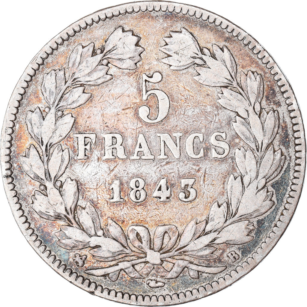 Munten, Frankrijk, Louis-Philippe, 5 Francs, 1843, Rouen, FR, Zilver, KM:749.2