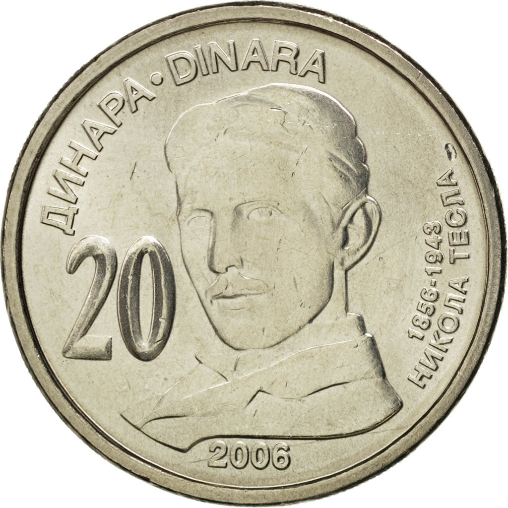 Coin, Serbia, 20 Dinara, 2006, MS(63), Copper-Nickel-Zinc, KM:42