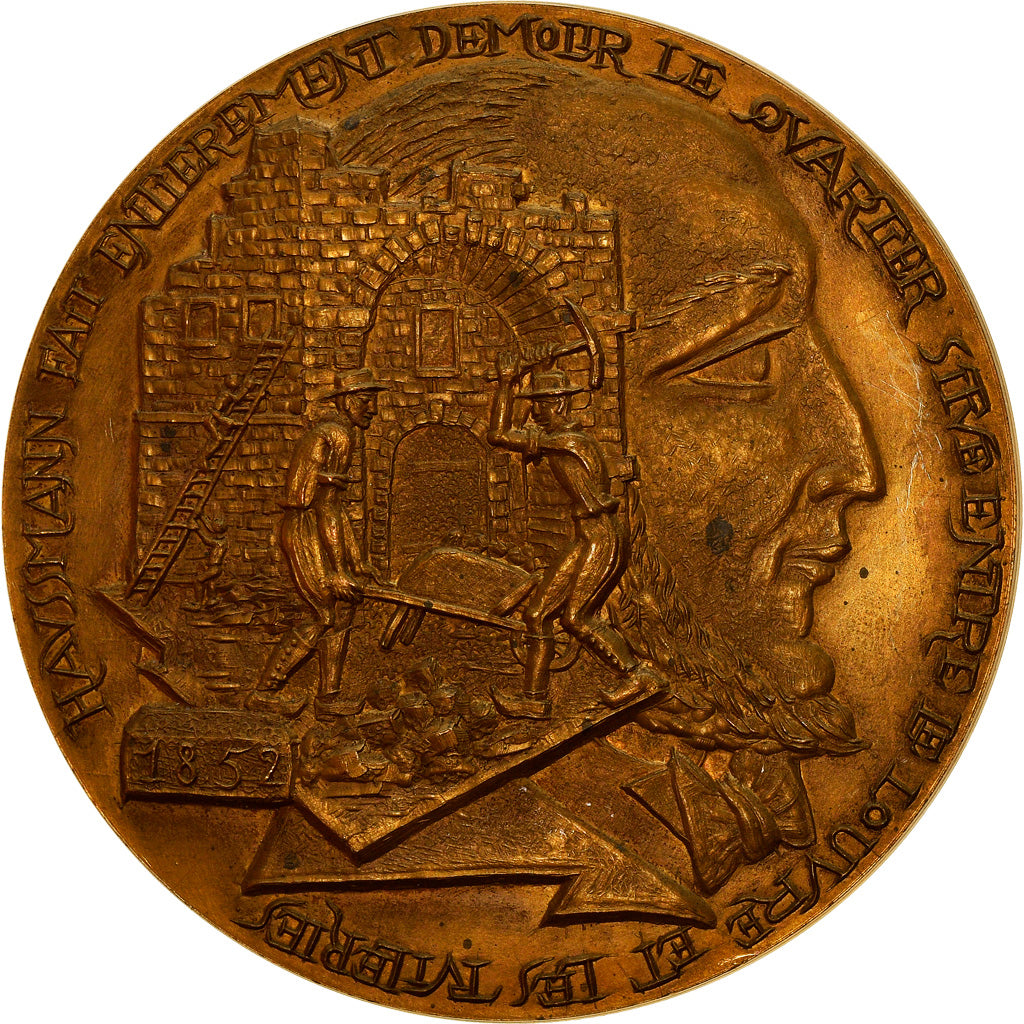 Francja, Medal, Haussmann, Paris, Sztuka i Kultura, 1975, Tschudin, AU(55-58)